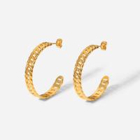 Stainless Steel Stud Earrings, Letter C, 18K gold plated, different size for choice & for woman & hollow, Sold By Pair