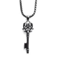 Titanium Steel Necklace, Key, plated, Unisex & different styles for choice & hollow, 11x55mm, Length:Approx 23.6 Inch, Sold By PC