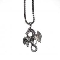 Titanstahl Halskette, Drachen, plattiert, unisex & verschiedene Stile für Wahl, 39x58mm, Länge:ca. 23.6 ZollInch, verkauft von PC