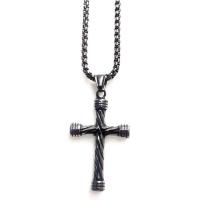 Titanstahl Halskette, Kreuz, plattiert, unisex & verschiedene Stile für Wahl, 28x45mm, Länge ca. 23.6 ZollInch, verkauft von PC