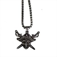 Titanium Steel Necklace Skull plated Unisex Length Approx 23.6 Inch Sold By PC