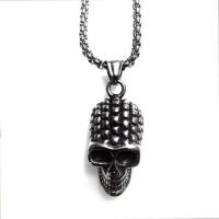 Titanium stål halskæde, Skull, forgyldt, Unisex & forskellige stilarter for valg, 19x35mm, Længde Ca. 23.6 inch, Solgt af PC