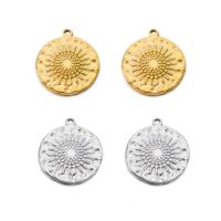 Stainless Steel Pendants Flat Round plated DIY Sold By PC