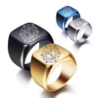 Titantium Steel finger ring, Titan Stål, plated, Unisex & olika storlek för val & med bokstaven mönster, fler färger för val, 18mm, Storlek:4-13, Säljs av PC