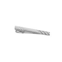Tie Clip, Iron, silver color plated, with rhinestone, 60x6mm, Sold By PC