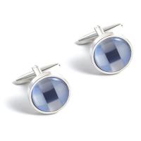 Cufflinks, Brass, with Gemstone, platinum color plated, 17x17mm, Sold By Pair