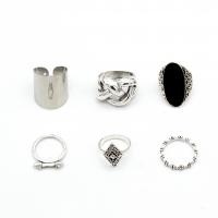 Tibetan Style Ring Set, plated, 6 pieces & for woman, 19mm,17mm,16mm,16.5mm, Sold By Set