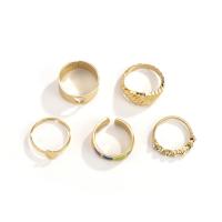 Tibetan Style Ring Set, plated, 5 pieces & for woman & enamel & with rhinestone, more colors for choice, 16mm,17mm, Sold By Set