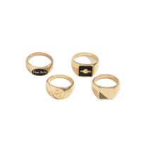 Tibetan Style Ring Set, plated, 4 pieces & for man & enamel, 19mm, Sold By Set