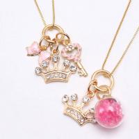 Zinc Alloy Children Necklace gold color plated & enamel & with rhinestone Length Approx 23.62 Inch Sold By PC