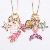 Zinc Alloy Children Necklace gold color plated & enamel & with rhinestone Length Approx 23.62 Inch Sold By PC