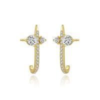 Brass Stud Earring, gold color plated, micro pave cubic zirconia & for woman, 1.60x19mm, Sold By Pair