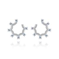 Brass Stud Earring platinum color plated micro pave cubic zirconia & for woman Sold By Pair