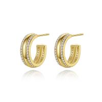 Cubic Zirconia Micro Pave Brass Earring, plated, micro pave cubic zirconia & for woman, more colors for choice, 4.20x14.40mm, Sold By Pair