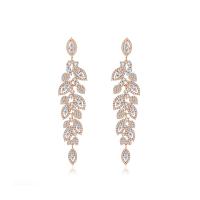 Brass Drop Earring, plated, micro pave cubic zirconia & for woman, more colors for choice, 15.90x74.80mm, Sold By Pair