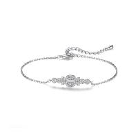 Cubic Zirconia Micro Pave Brass Bracelet, with 1.96 inch extender chain, platinum color plated, micro pave cubic zirconia & for woman, Length:Approx 6.69 Inch, Sold By PC