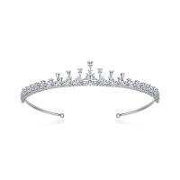 Bridal Tiaras, Brass, Crown, platinum color plated, micro pave cubic zirconia & for woman, 141x22.60mm, Sold By PC