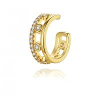 Brass Earring Clip, gold color plated, micro pave cubic zirconia & for woman & hollow, 4.50x12.10mm, Sold By PC