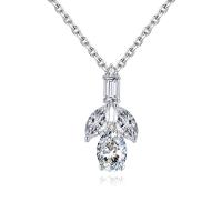 Cubic Zircon Micro Pave Brass Necklace, with 1.96 inch extender chain, platinum color plated, micro pave cubic zirconia & for woman, 5.20x17.60mm, Length:Approx 15.74 Inch, Sold By PC