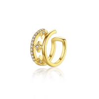 Brass Earring Clip, gold color plated, micro pave cubic zirconia & for woman & hollow, 5.70x11.30mm, Sold By PC