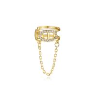 Messing Oorbel clip, gold plated, micro pave zirconia & voor vrouw, 11x21.70mm, Verkocht door PC