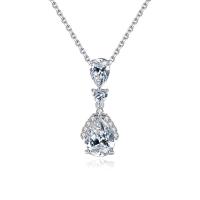 Cubic Zircon Micro Pave Brass Necklace with 1.96 inch extender chain platinum color plated micro pave cubic zirconia & for woman Length Approx 15.74 Inch Sold By PC