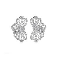 Cubic Zirconia Micro Pave Brass Earring, platinum color plated, micro pave cubic zirconia & for woman & hollow, 21.10x33.50mm, Sold By PC
