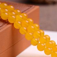 Yellow Chalcedon Perle, rund, natürlich, verschiedene Größen vorhanden, Grade AAAAA, Bohrung:ca. 1mm, verkauft per ca. 15.5 ZollInch Strang