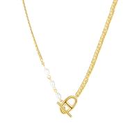 Edelstahl Halskette, mit Kunststoff Perlen, plattiert, für Frau, keine, 17.50mm, Länge:ca. 15.75 ZollInch, verkauft von PC