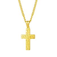 Stainless Steel Jewelry Necklace, with 1.97inch extender chain, Cross, plated, for woman, more colors for choice, 29x17mm, Length:Approx 22.44 Inch, Sold By PC