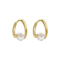 Brass Huggie Hoop Earring, micro pave cubic zirconia & for woman, golden, 10-25mm, Sold By PC