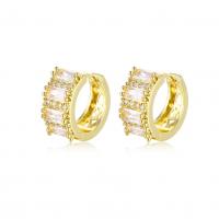 Brass Huggie Hoop Earring, micro pave cubic zirconia & for woman, more colors for choice, 10-25mm, Sold By Pair
