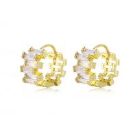 Brass Hoop Earring micro pave cubic zirconia & for woman 10-25mm Sold By Pair