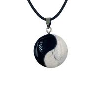 Bijoux Pendentifs en pierres gemmes, Magnésite, avec agate noire, Tai Ji, couleurs mélangées, 25x25mm, Vendu par PC