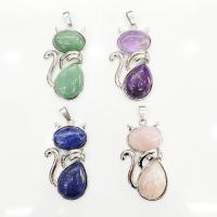 Gemstone Pendants Jewelry with Zinc Alloy Cat plated Sold By PC