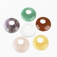 Gemstone Pendants Jewelry, Natural Stone, Round, more colors for choice, 28x7mm, Sold By PC