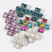 Rhinestone Earring, Tibetan Style, fashion jewelry & for woman & with glass rhinestone & with rhinestone, more colors for choice, 52x50mm, Sold By Pair