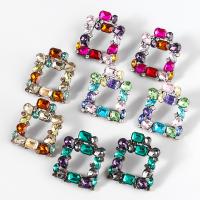 Rhinestone náušnice, Zinek, módní šperky & pro ženy & s drahokamu, více barev na výběr, 44x41mm, Prodáno By Pair