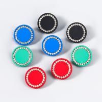 Tibetan Style Stud Earring, with acrylic rhinestone, fashion jewelry & for woman, more colors for choice, 26x26mm, Sold By Pair