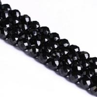 Natural Black Agate Beads Round DIY & faceted black Sold Per Approx 15 Inch Strand
