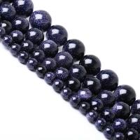 Blå Goldstone perler, Blå Sandsten, Runde, du kan DIY & forskellig størrelse for valg, blå, Solgt Per Ca. 15 inch Strand