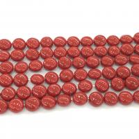 Muschelkern Perle, poliert, DIY & verschiedene Größen vorhanden, rot, verkauft per ca. 15 ZollInch Strang