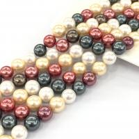 Muschelkern Perle, rund, poliert, DIY, gemischte Farben, 10mm, verkauft per ca. 15 ZollInch Strang