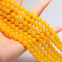 Natürliche gelbe Achat Perlen, Gelber Achat, rund, DIY & verschiedene Größen vorhanden, gelb, verkauft per ca. 15 ZollInch Strang