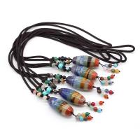 Halskettingen met edelstenen, Edelsteen, Emmer, uniseks, gemengde kleuren, 20x43mm, Lengte Ca 27.56 inch, Verkocht door PC
