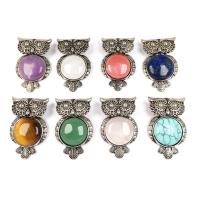 Gemstone Pendants Jewelry, Natural Stone, with Tibetan Style, Owl, antique silver color plated, different materials for choice & Unisex, more colors for choice, 28x45mm, Sold By PC