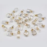 Pingentes quartzo natural, Cristal branco, with ferro, cromado de cor dourada, unissex & tamanho diferente para a escolha, limpo, vendido por PC