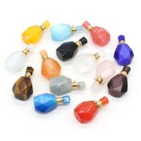 Natural Stone Perfume Bottle Pendant, with Iron, gold color plated, different materials for choice & Unisex & faceted, more colors for choice, 22x37mm, Sold By PC