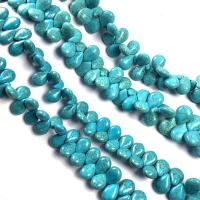 Synthetisches Blau Türkis Perle, Tropfen, verschiedene Größen vorhanden, blau, verkauft von Strang
