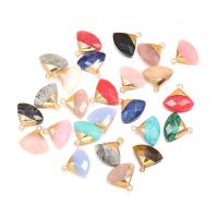 Gemstone Pendants Jewelry, Natural Stone, with Brass, Fan, gold color plated, different materials for choice & Unisex & faceted, more colors for choice, 18x18mm, Sold By PC